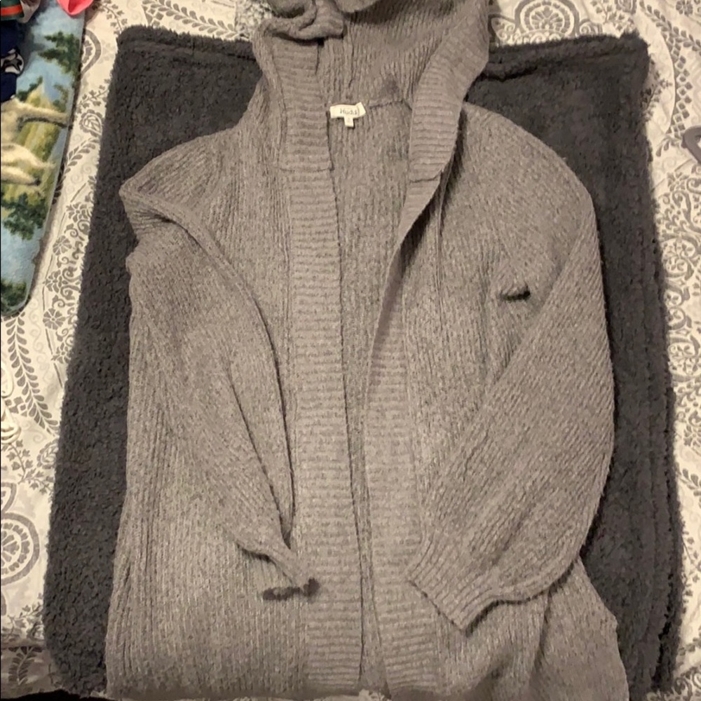 Gray Cardigan with hood